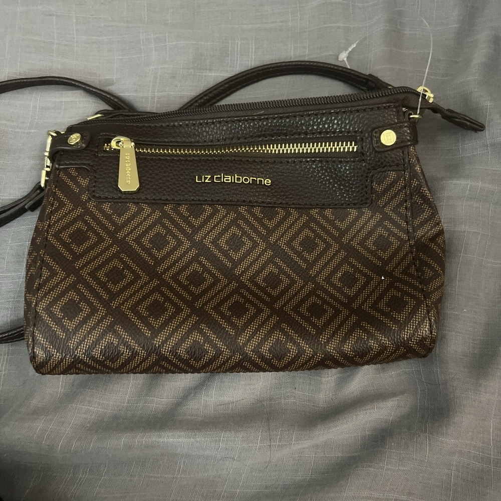 Liz Claiborne‎ Elly Convertible Crossbody Women  Brown Poly Small Bag Excellent